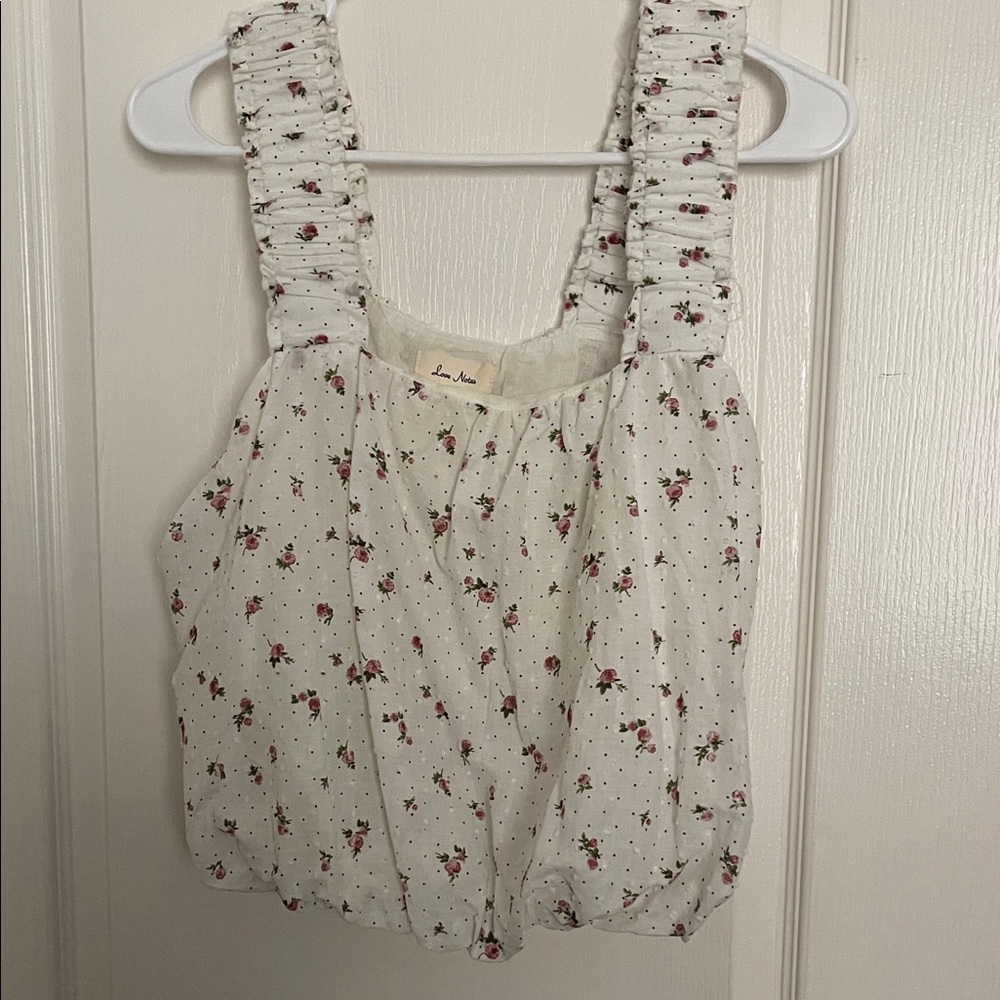 Love Notes White and Pink Floral Blouse